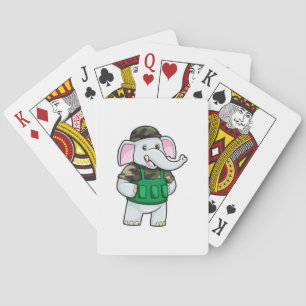 Elephant as Soldier with Uniform & Helmet Playing Cards