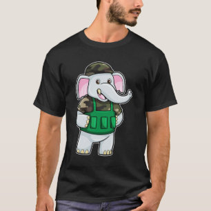Elephant as Soldier with Uniform & Helmet T-Shirt
