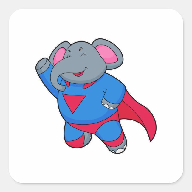 Elephant as Superhero Square Sticker (Front)