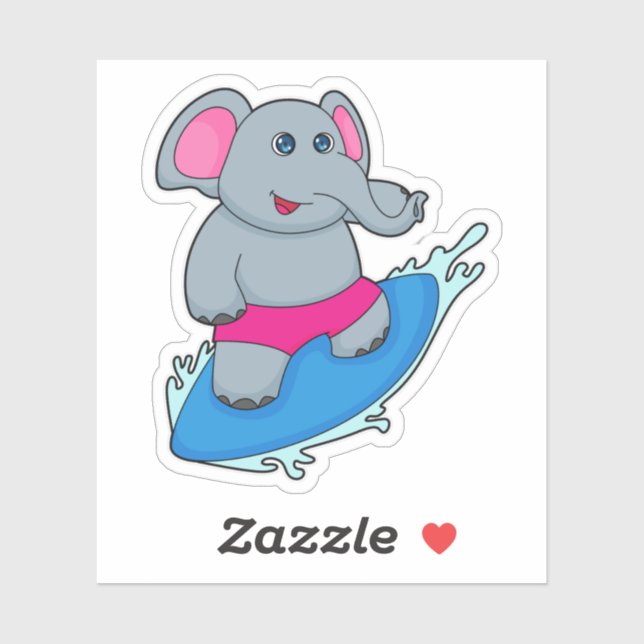 Elephant as Surfer with Surfboard (Sheet)