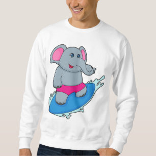 Elephant as Surfer with Surfboard Sweatshirt