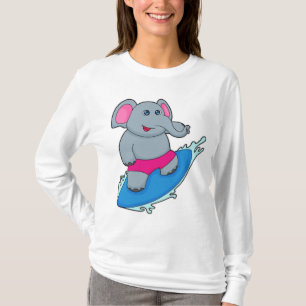 Elephant as Surfer with Surfboard T-Shirt