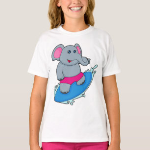 Elephant as Surfer with Surfboard T-Shirt