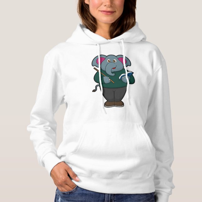 Elephant as Teacher with Book & Pointer Hoodie (Front)