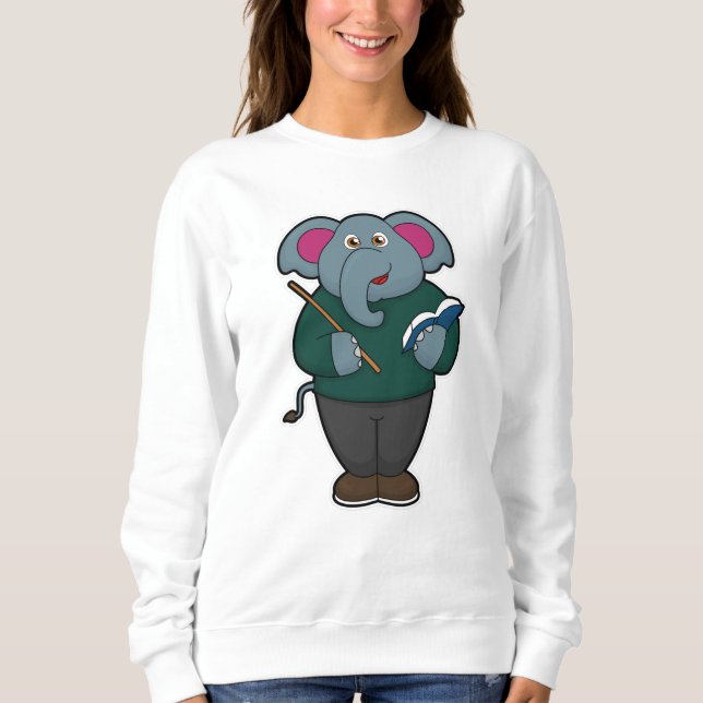 Elephant as Teacher with Book & Pointer Sweatshirt (Front)