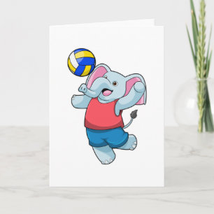 Elephant as Volleyball player with Volleyball Card