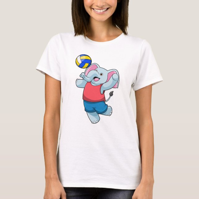 Elephant as Volleyball player with Volleyball T-Shirt (Front)