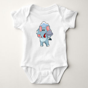 Elephant as Waiter with Platter Baby Bodysuit