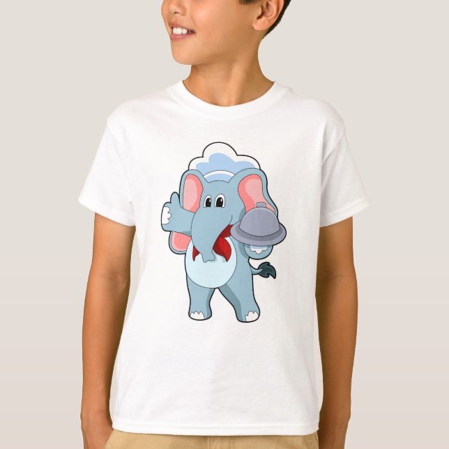 Elephant as Waiter with Platter T-Shirt (Front)