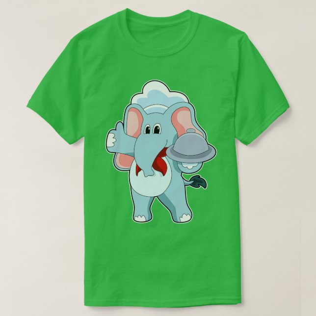 Elephant as Waiter with Platter T-Shirt (Design Front)