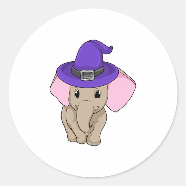 Elephant as Wizard Classic Round Sticker (Front)