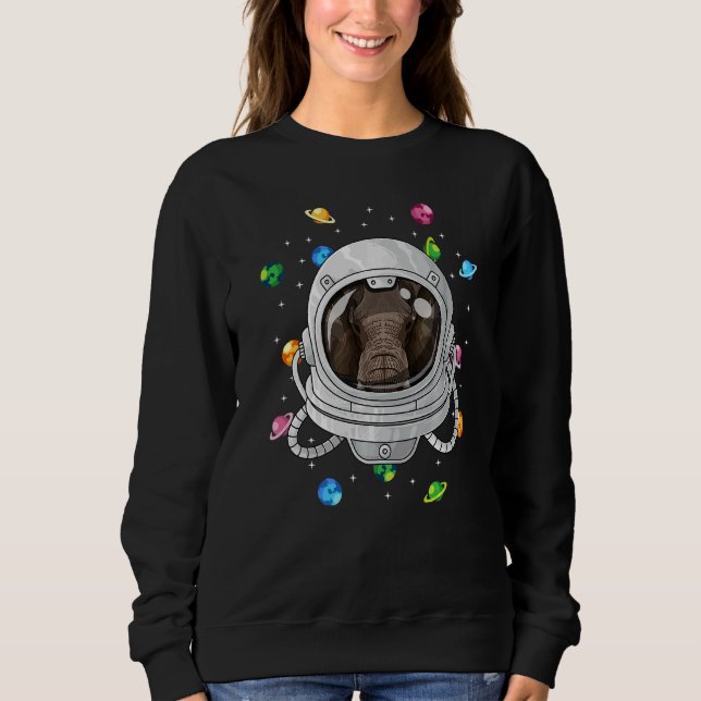 Elephant Astronaut Animal Deep In Space Cosmic Uni Sweatshirt (Front)