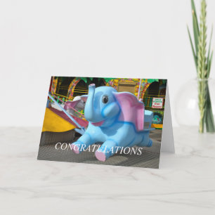 Elephant at a Funfair Congratulations Card