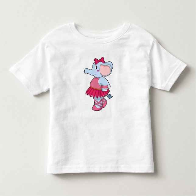 Elephant at Ballet with Skirt Toddler T-Shirt (Front)