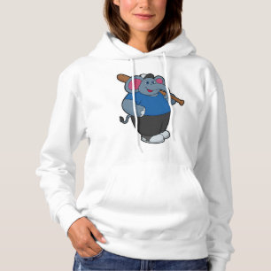 Elephant at Baseball with Baseball bat Hoodie