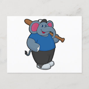 Elephant at Baseball with Baseball bat Postcard