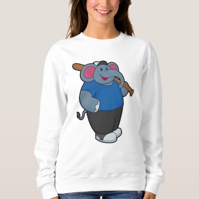 Elephant at Baseball with Baseball bat Sweatshirt (Front)