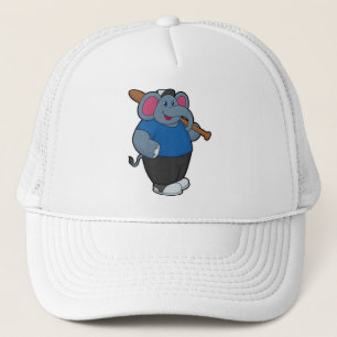 Elephant at Baseball with Baseball bat Trucker Hat