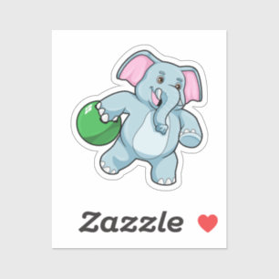 Elephant at Bowling with Bowling ball