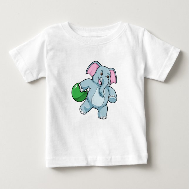 Elephant at Bowling with Bowling ball Baby T-Shirt (Front)