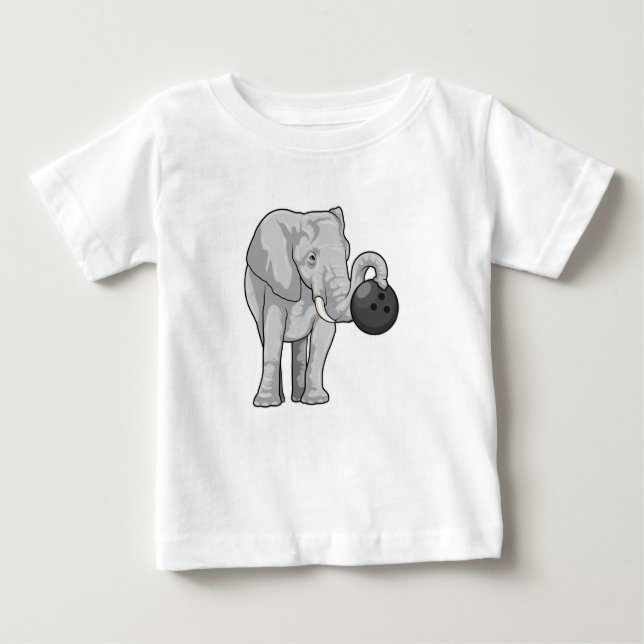Elephant at Bowling with Bowling ball Baby T-Shirt (Front)
