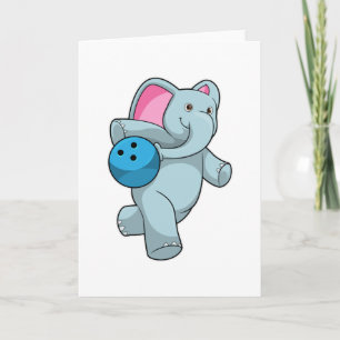 Elephant at Bowling with Bowling ball Card