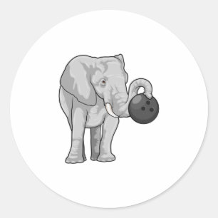 Elephant at Bowling with Bowling ball Classic Round Sticker