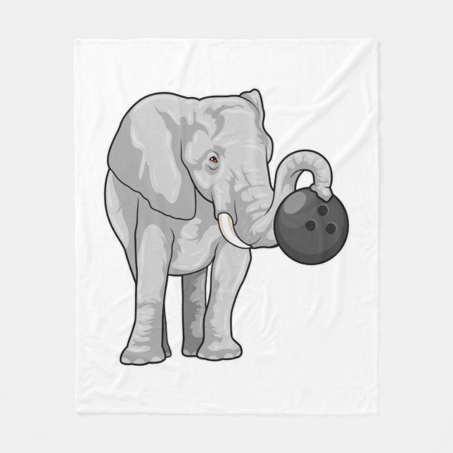 Elephant at Bowling with Bowling ball Fleece Blanket (Front)
