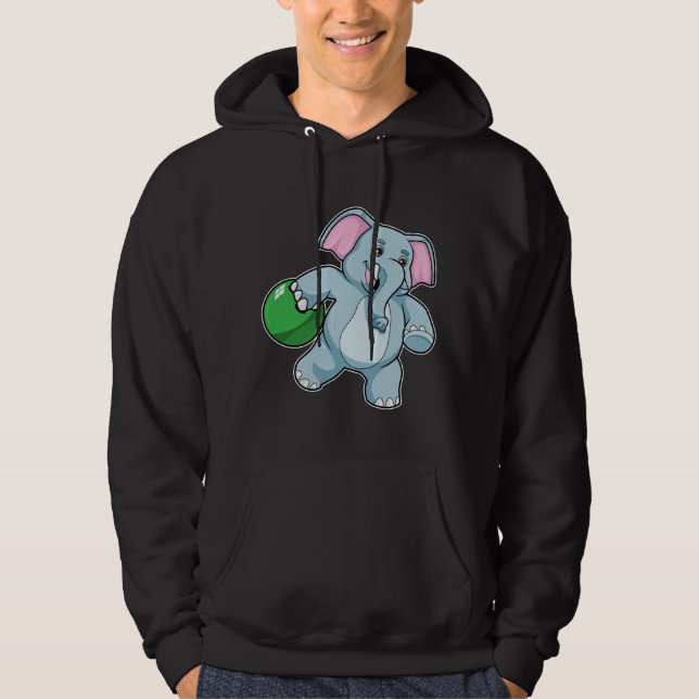 Elephant at Bowling with Bowling ball Hoodie (Front)