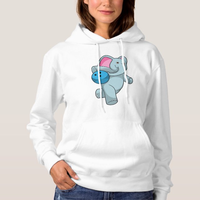Elephant at Bowling with Bowling ball Hoodie (Front)