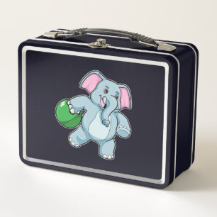 Elephant at Bowling with Bowling ball Metal Lunch Box
