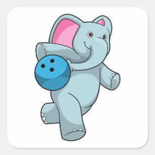 Elephant at Bowling with Bowling ball Square Sticker