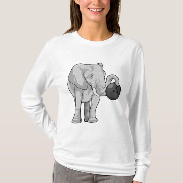 Elephant at Bowling with Bowling ball T-Shirt (Front)