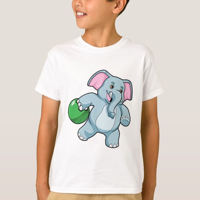 Elephant at Bowling with Bowling ball T-Shirt (Front)