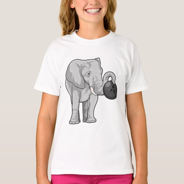 Elephant at Bowling with Bowling ball T-Shirt (Front)
