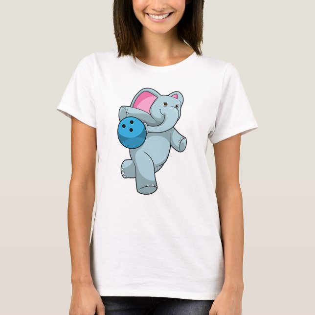 Elephant at Bowling with Bowling ball T-Shirt (Front)