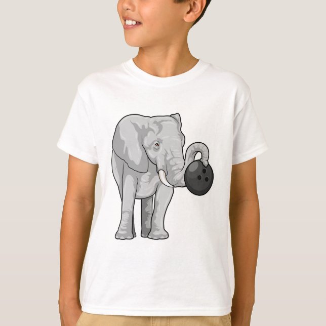 Elephant at Bowling with Bowling ball T-Shirt (Front)