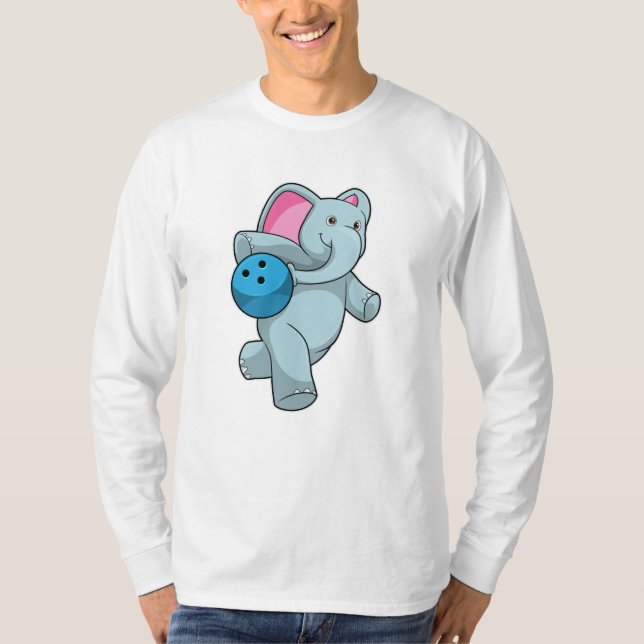 Elephant at Bowling with Bowling ball T-Shirt (Front)