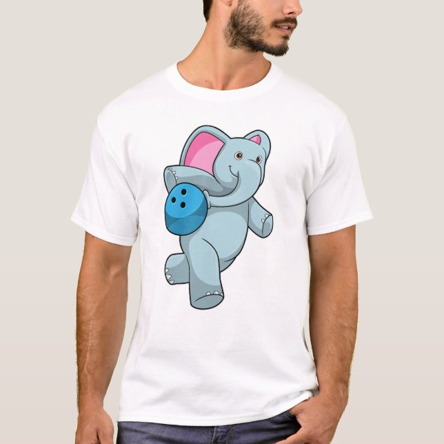 Elephant at Bowling with Bowling ball T-Shirt (Front)
