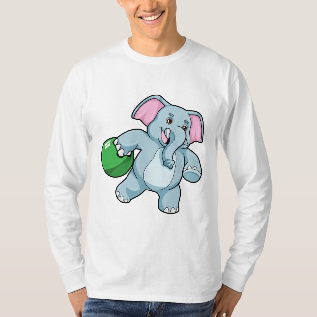 Elephant at Bowling with Bowling ball T-Shirt (Front)