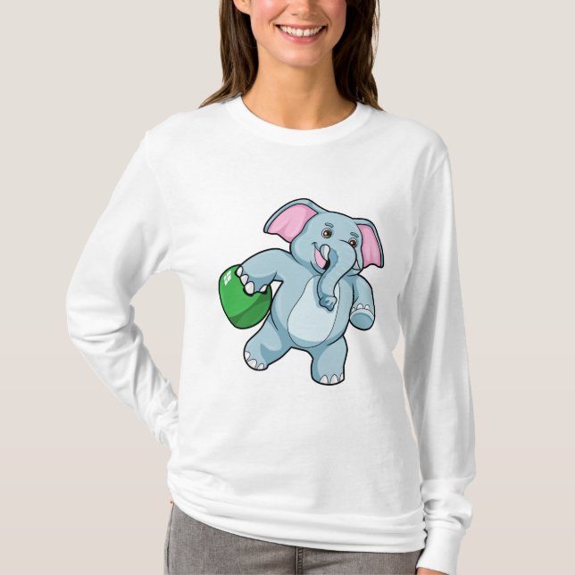 Elephant at Bowling with Bowling ball T-Shirt (Front)