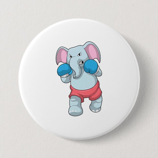 Elephant at Boxing with Boxing gloves 7.5 Cm Round Badge (Front)