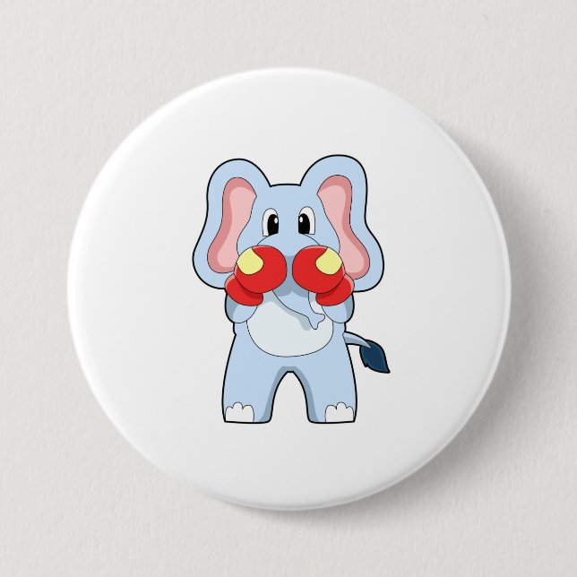 Elephant at Boxing with Boxing gloves 7.5 Cm Round Badge (Front)