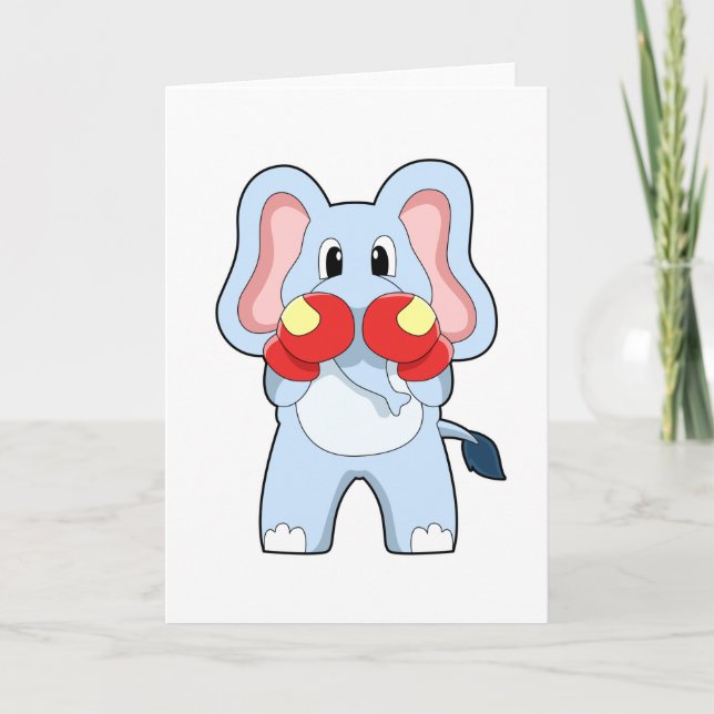 Elephant at Boxing with Boxing gloves Card (Front)