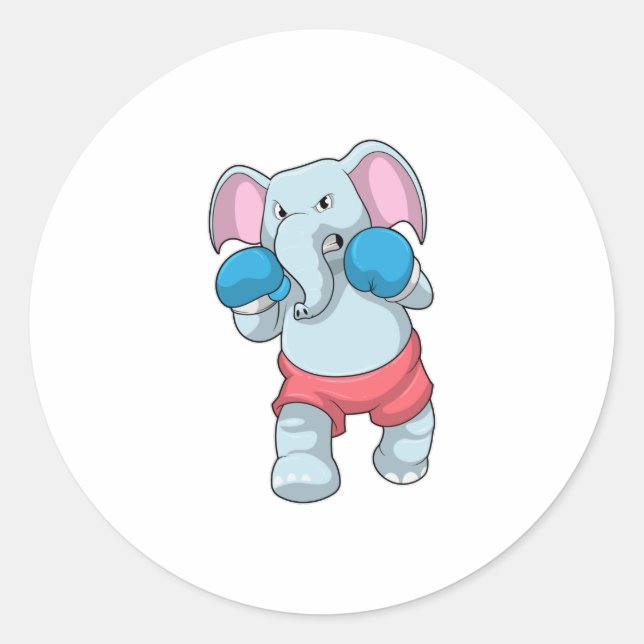 Elephant at Boxing with Boxing gloves Classic Round Sticker (Front)