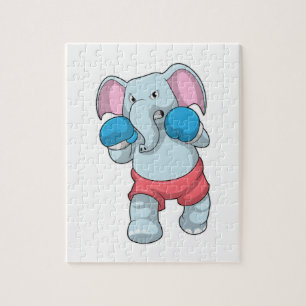 Elephant at Boxing with Boxing gloves Jigsaw Puzzle