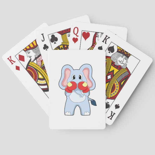 Elephant at Boxing with Boxing gloves Playing Cards (Back)