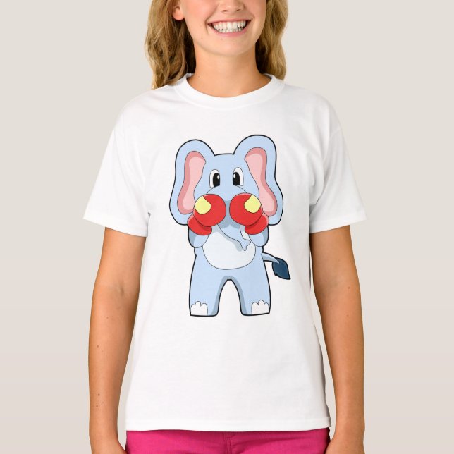 Elephant at Boxing with Boxing gloves T-Shirt (Front)