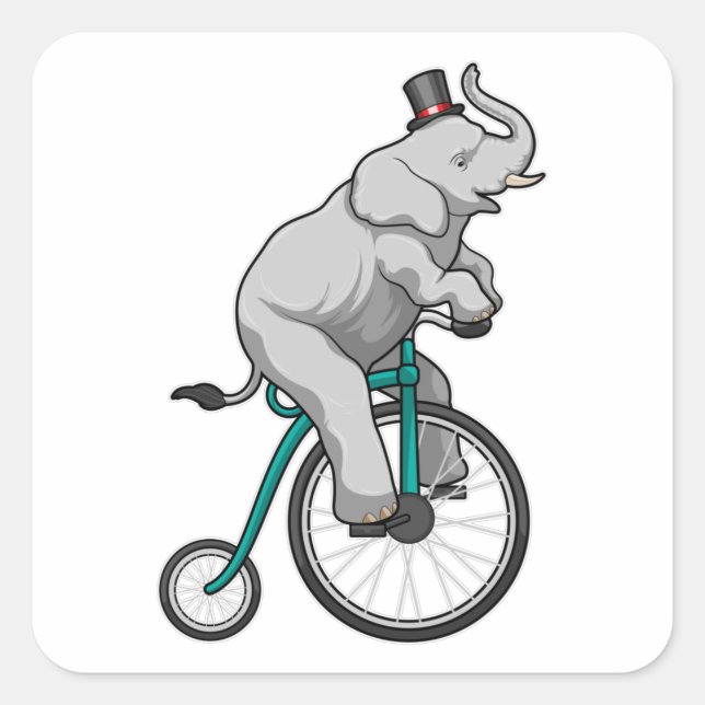 Elephant at Circus with Bicycle Square Sticker (Front)