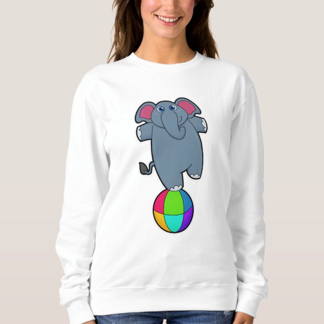 Elephant at Circus with Circus ball Sweatshirt (Front)